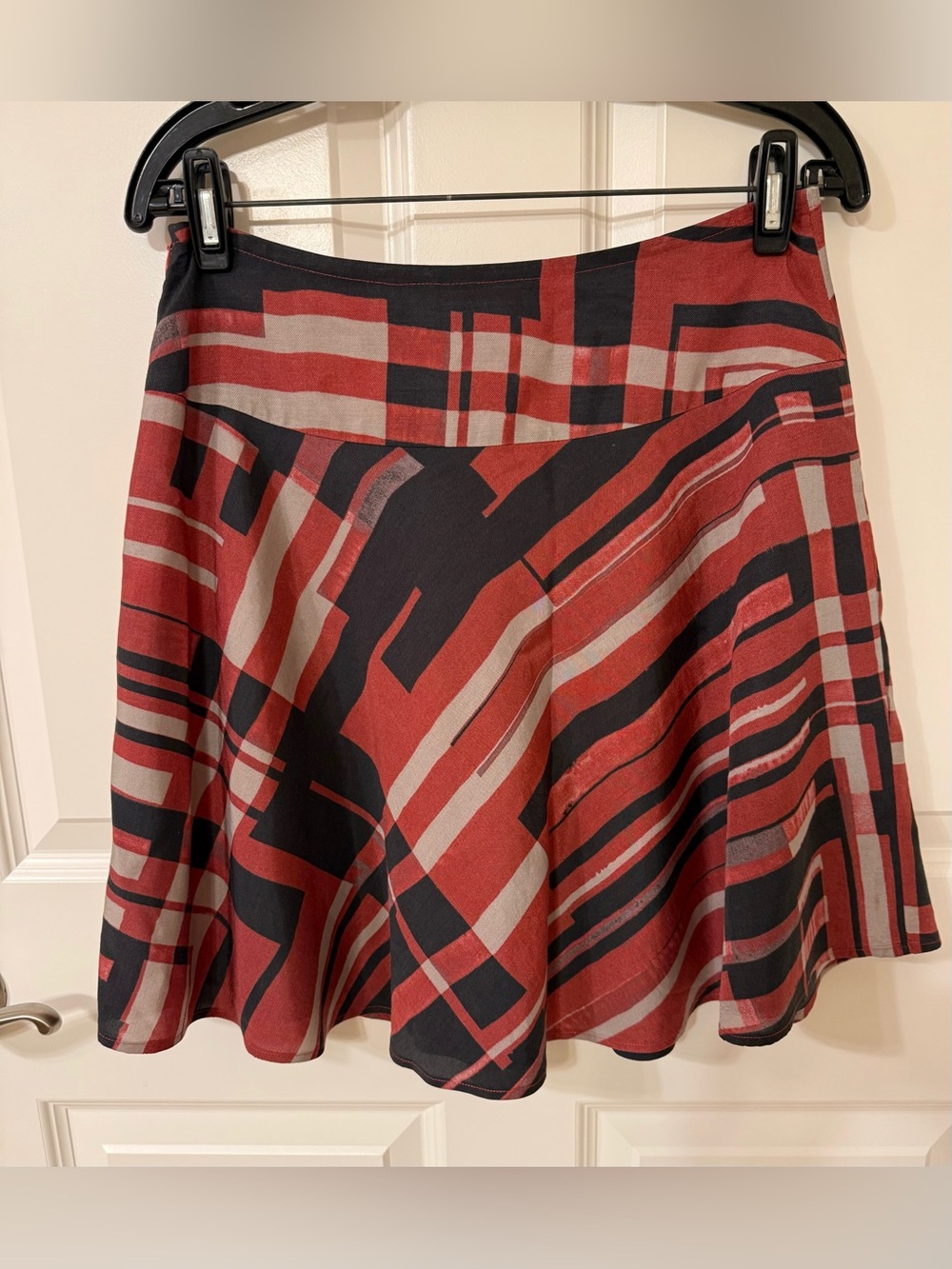 Peruvian Connection Women's A-line Plaid Skirt Size 6 High Line Red Black Tan